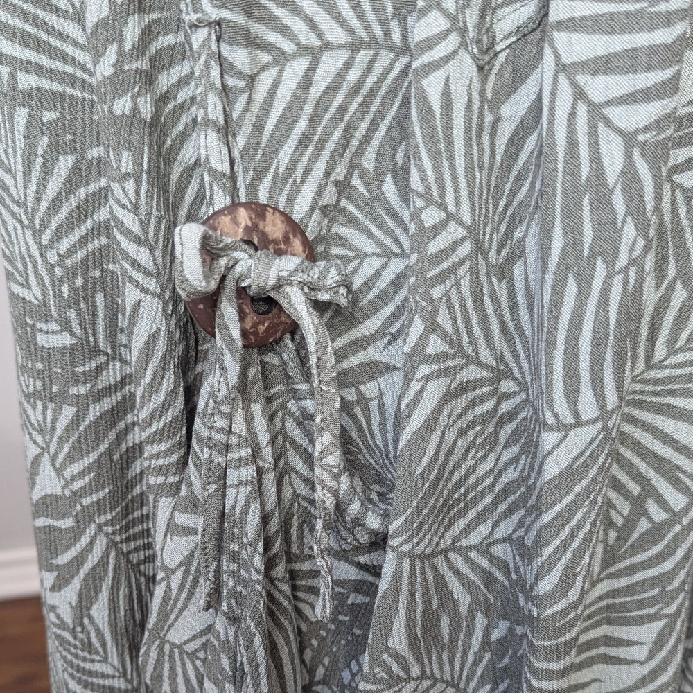 Kaktus Leaf Print Midi Dress Coastal Grandma Beachy Vacation Cruise Lagenlook - Picture 6 of 15